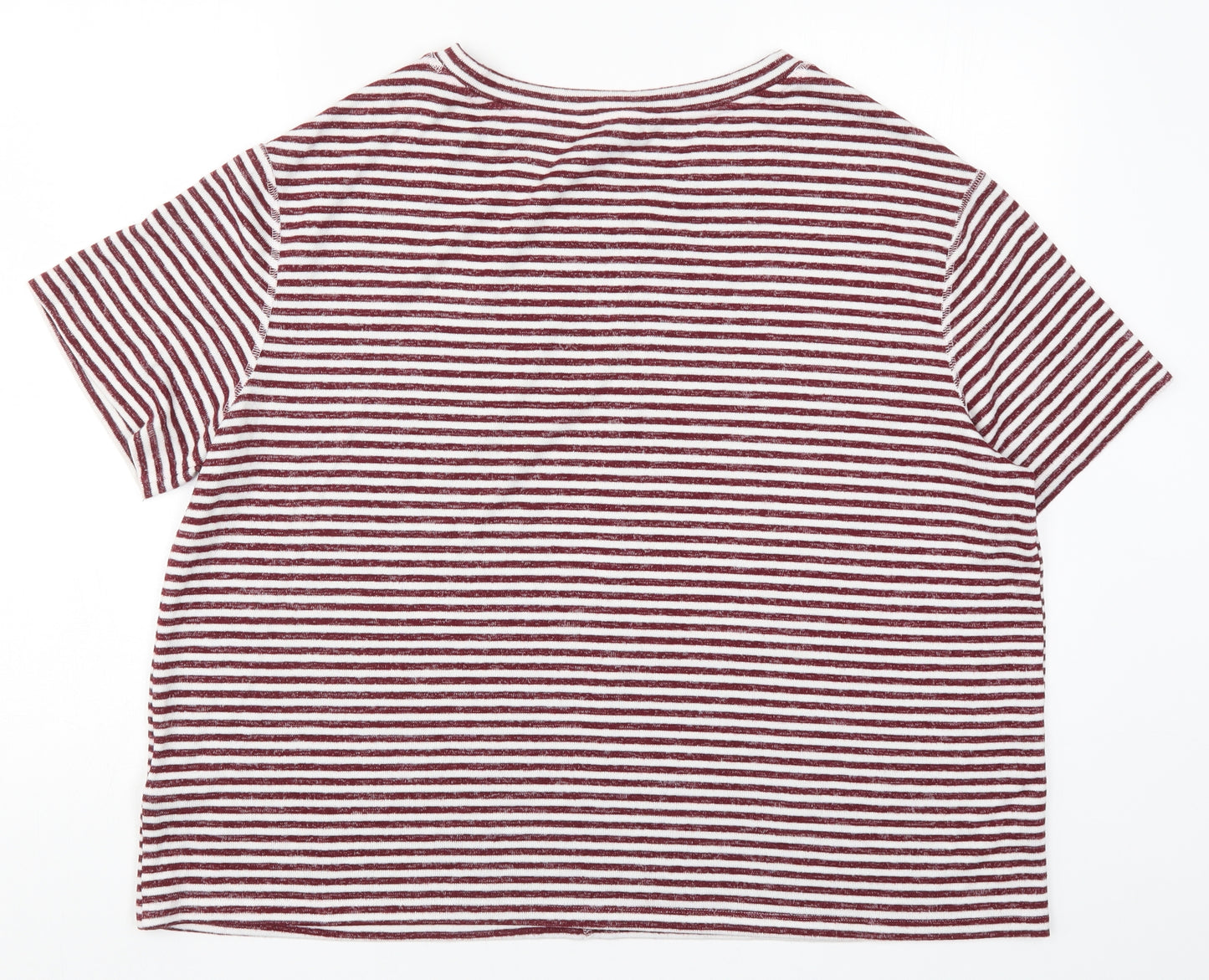 Marks and Spencer Womens Red Striped  Basic T-Shirt Size XL