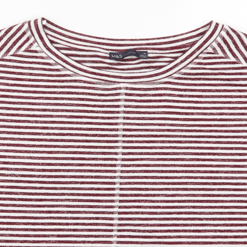 Marks and Spencer Womens Red Striped  Basic T-Shirt Size XL