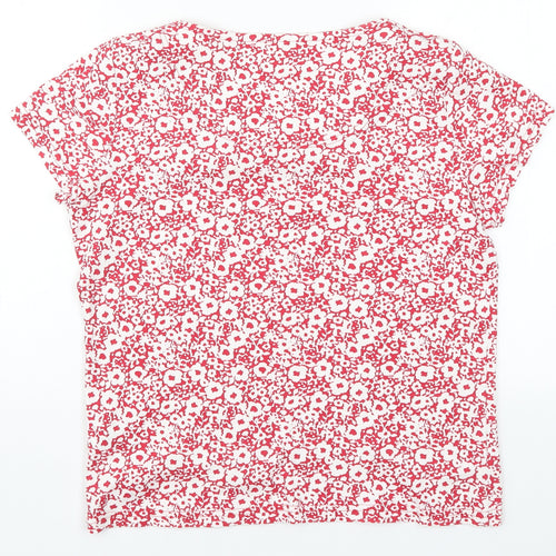 Maine Womens Red Floral  Basic T-Shirt Size 14
