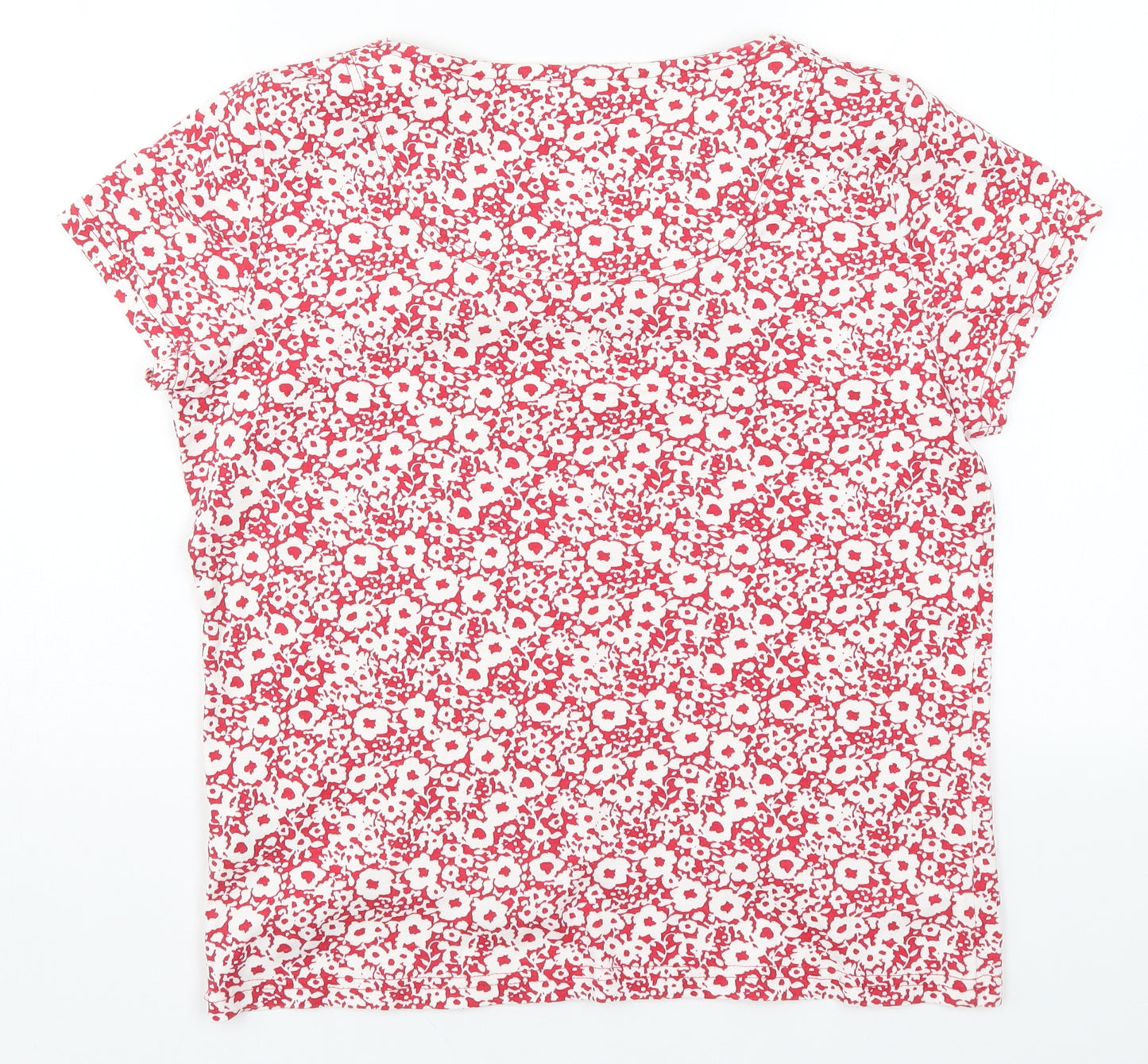 Maine Womens Red Floral  Basic T-Shirt Size 14