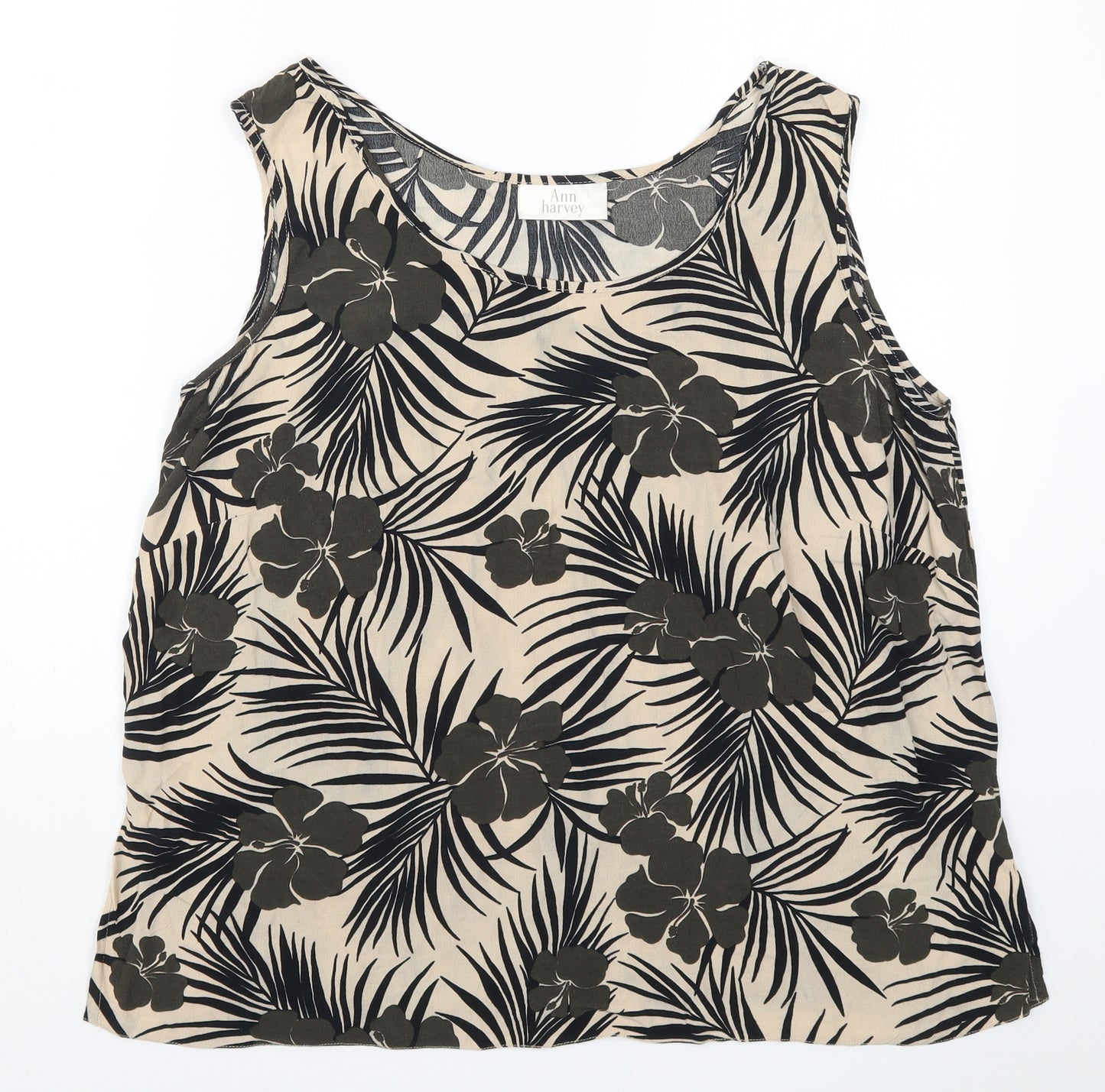 Ann Harvey Womens Beige Floral  Basic Tank Size 20