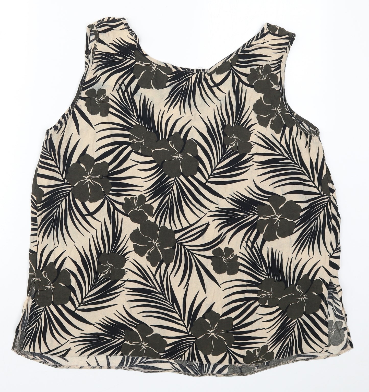 Ann Harvey Womens Beige Floral  Basic Tank Size 20
