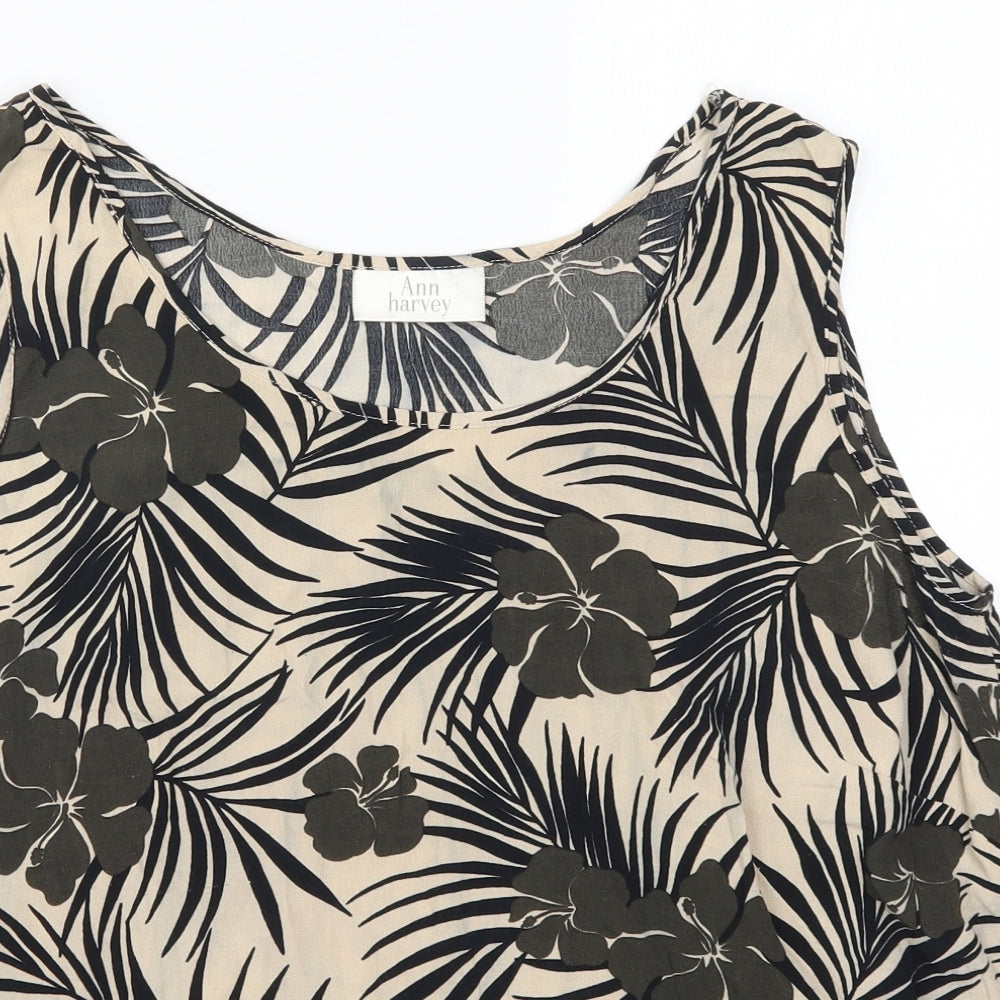 Ann Harvey Womens Beige Floral  Basic Tank Size 20