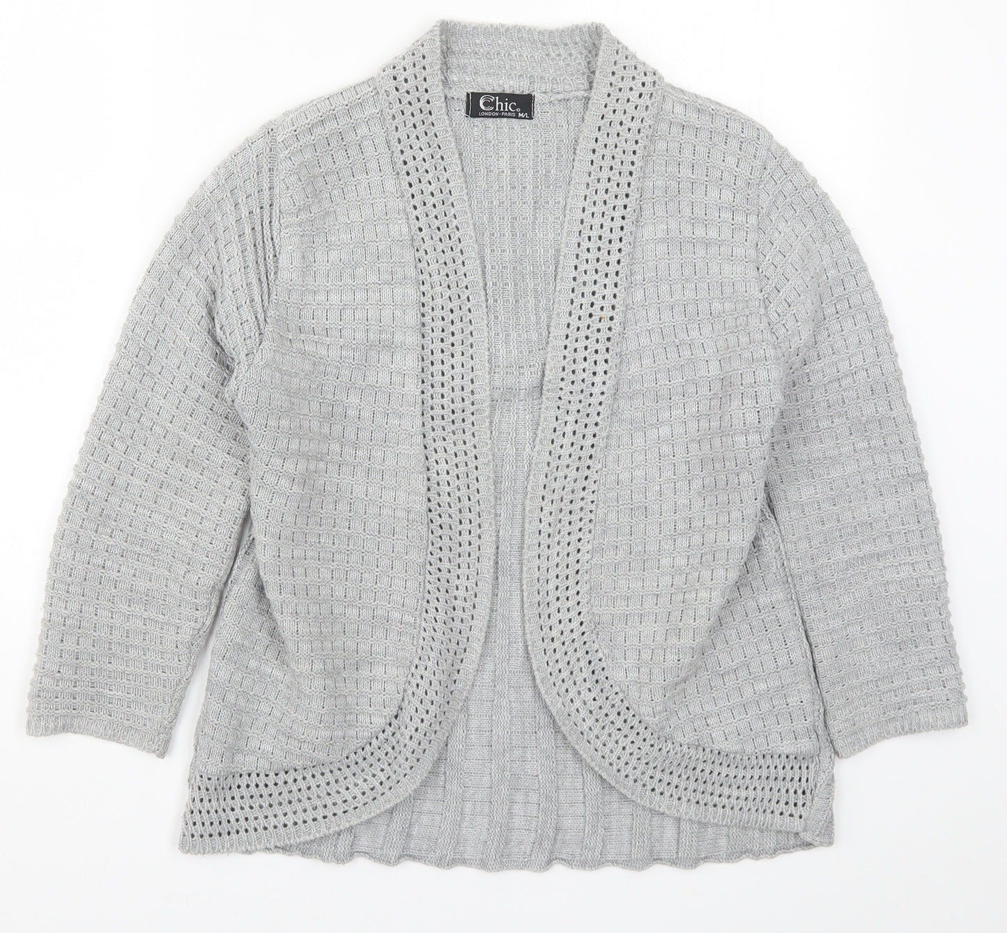 CHIC Womens Grey  Knit Cardigan Jumper Size M