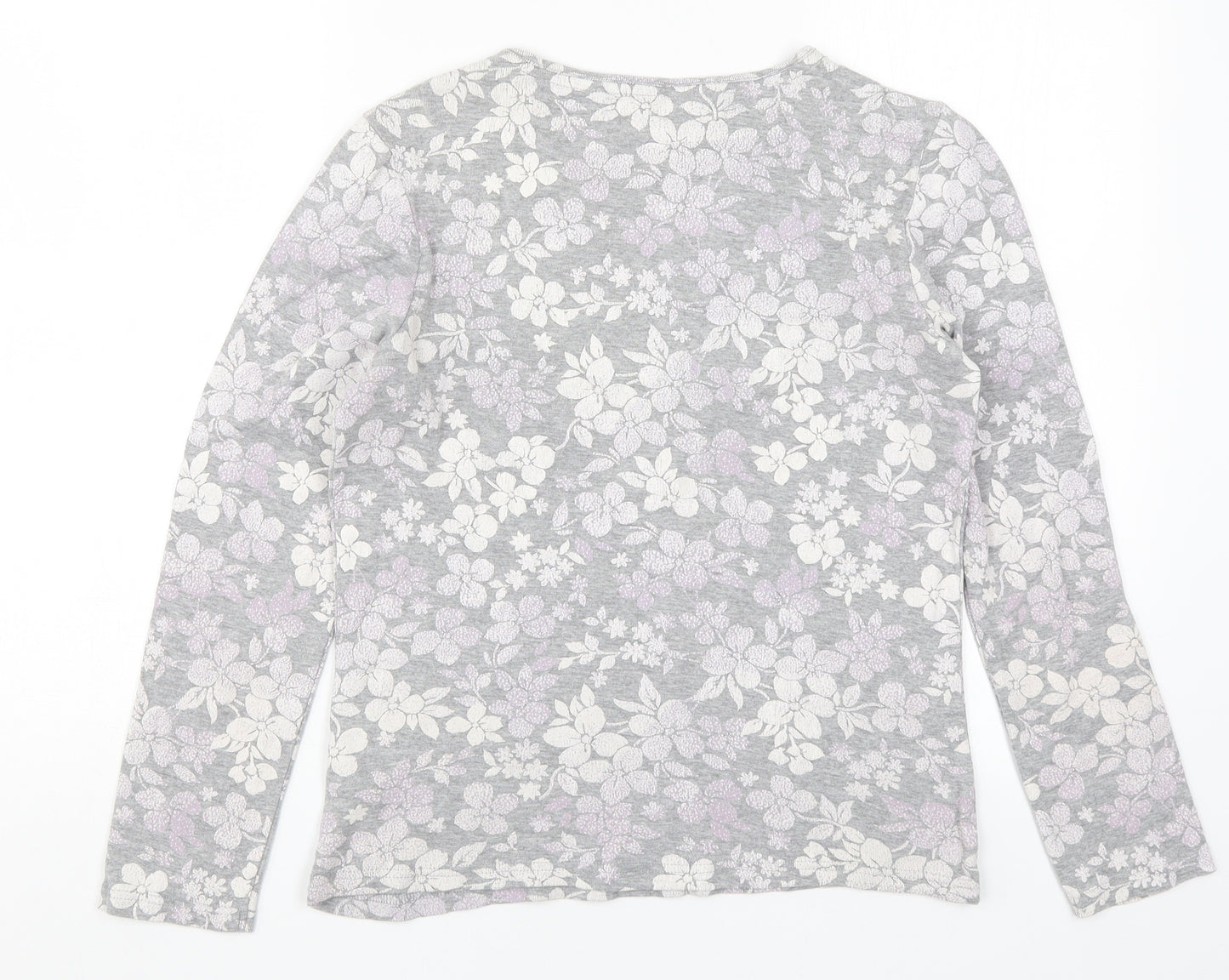 Maine Womens Grey Floral  Basic T-Shirt Size 12