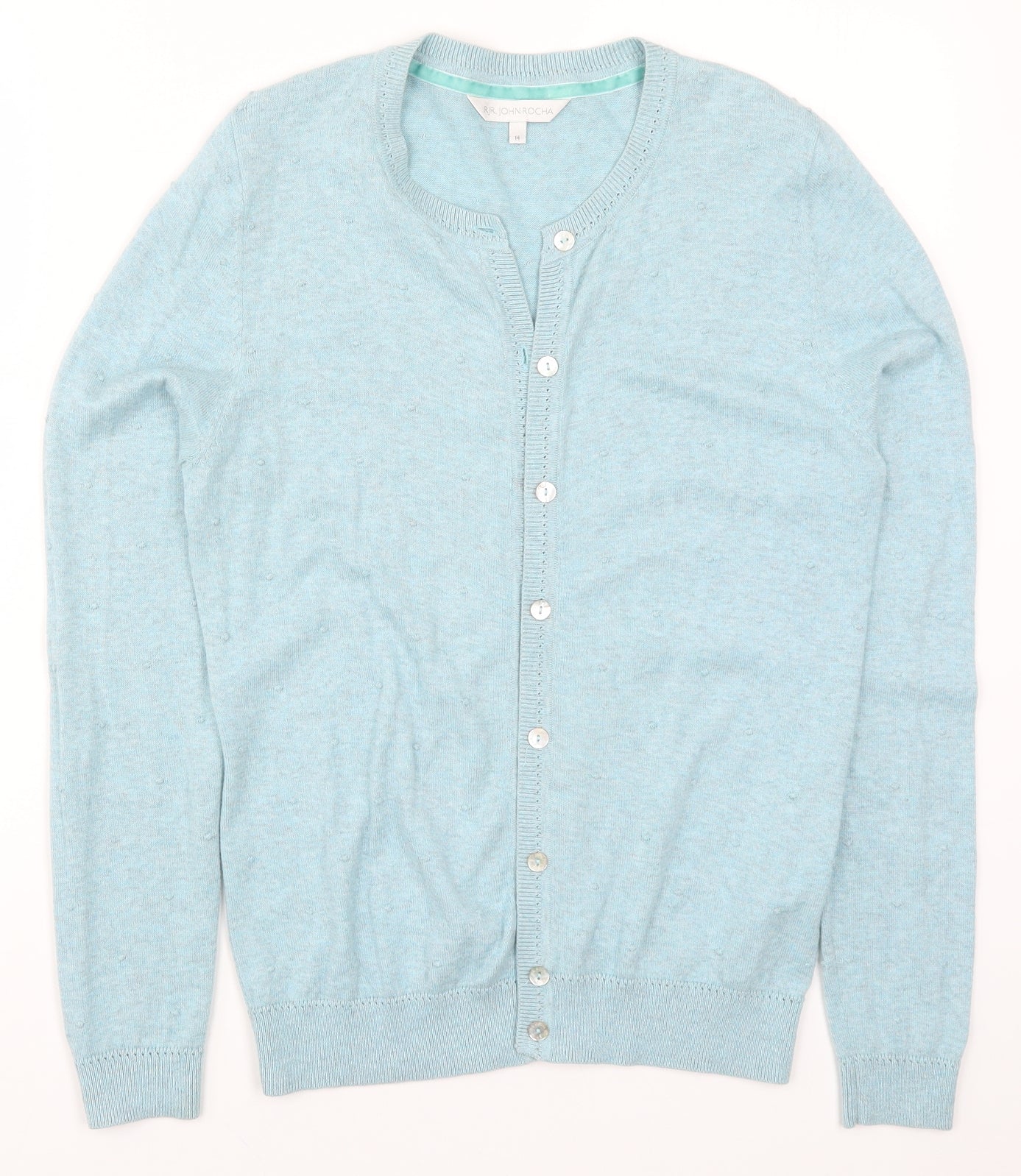 John Rocha Womens Blue  Knit Cardigan Jumper Size 14