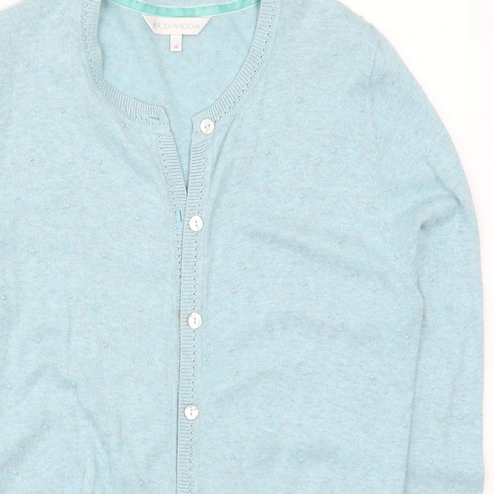 John Rocha Womens Blue  Knit Cardigan Jumper Size 14