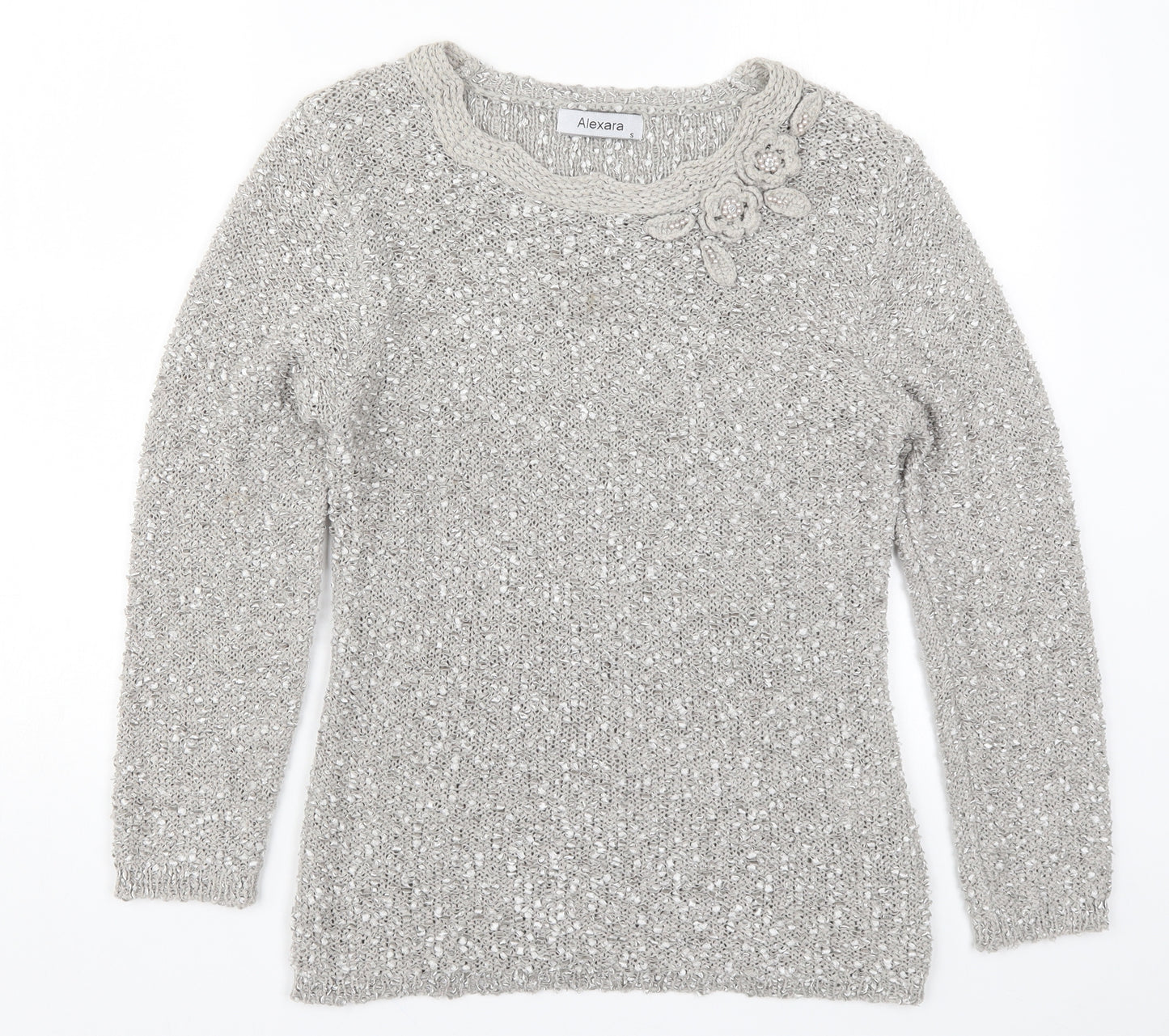Alexara Womens Grey  Knit Pullover Jumper Size S
