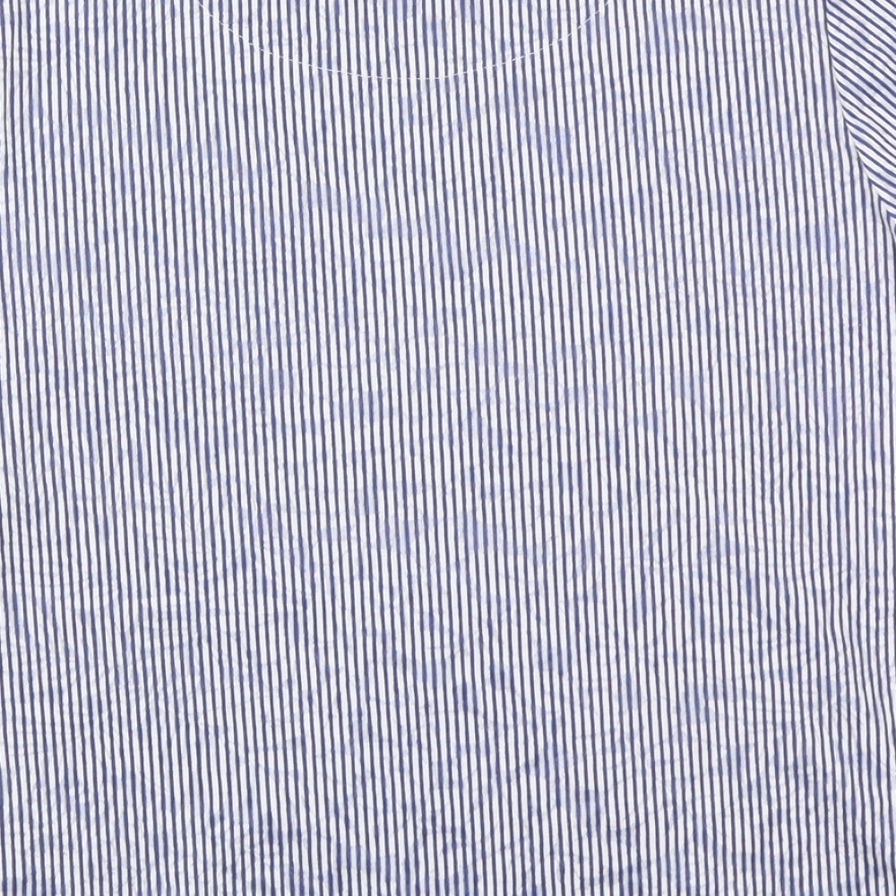 Marks and Spencer Womens Blue Striped  Basic T-Shirt Size 14  - Batik