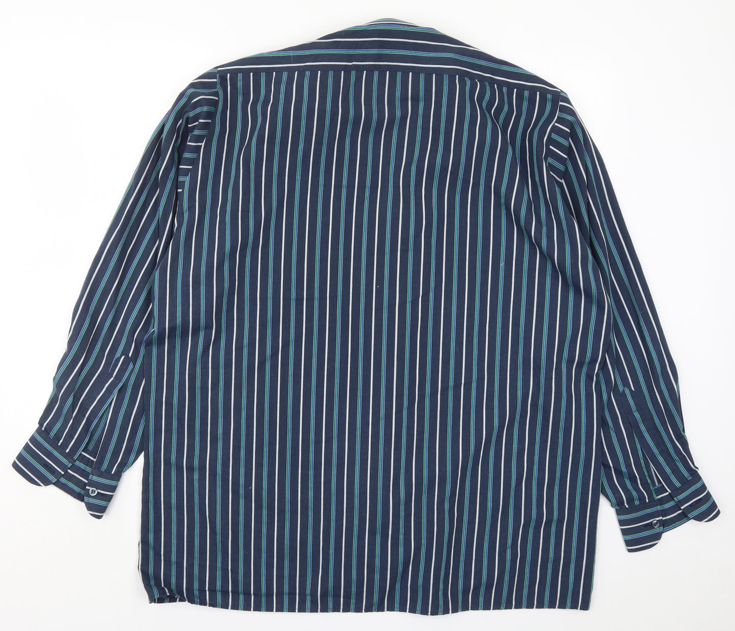 Double TWO Mens Blue Striped   Button-Up Size 17