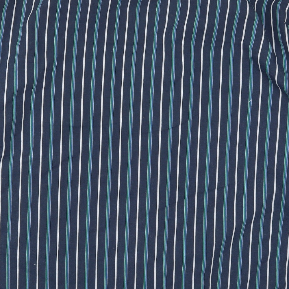Double TWO Mens Blue Striped   Button-Up Size 17