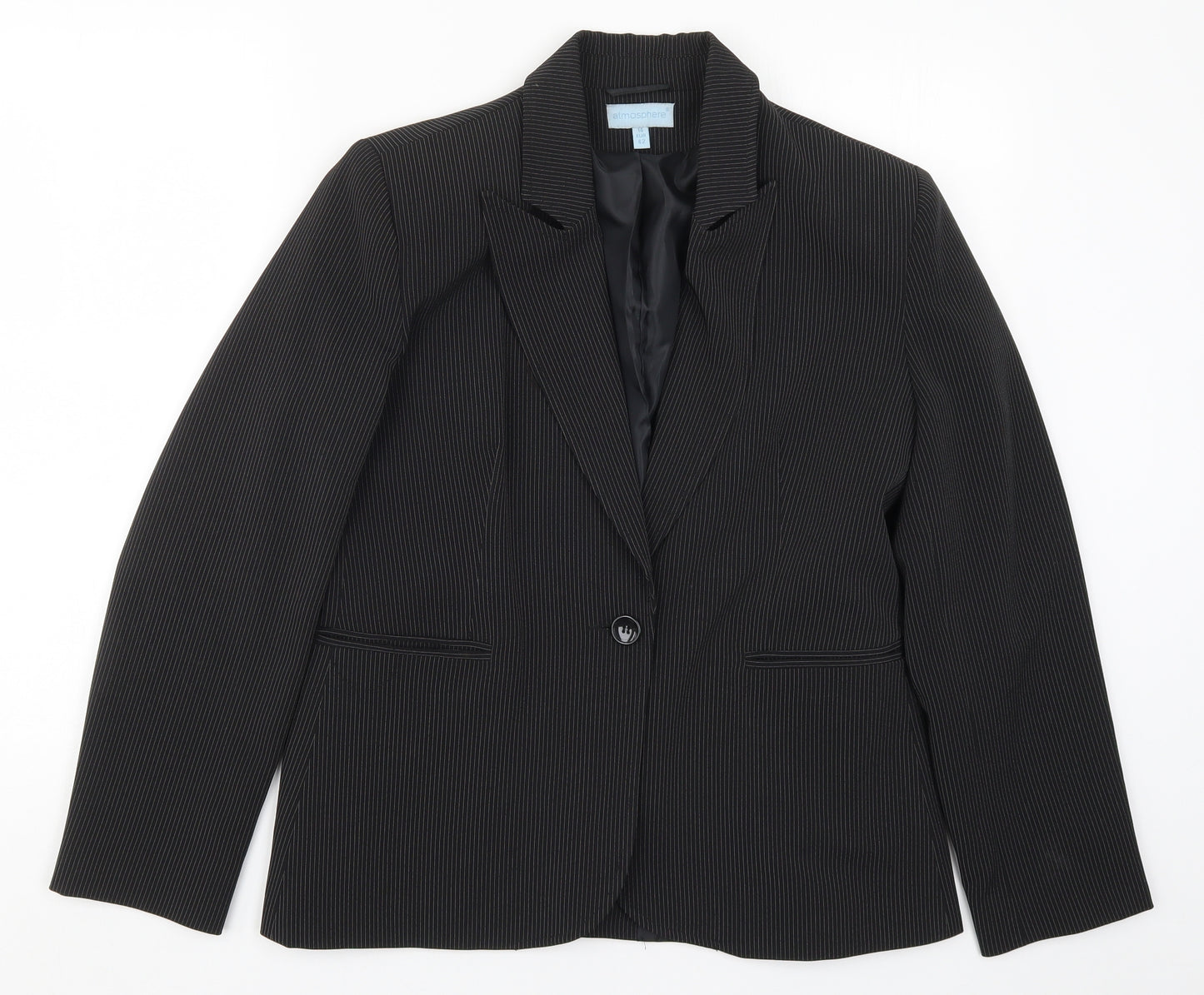 Atmosphere Womens Black Striped  Jacket Suit Jacket Size 14