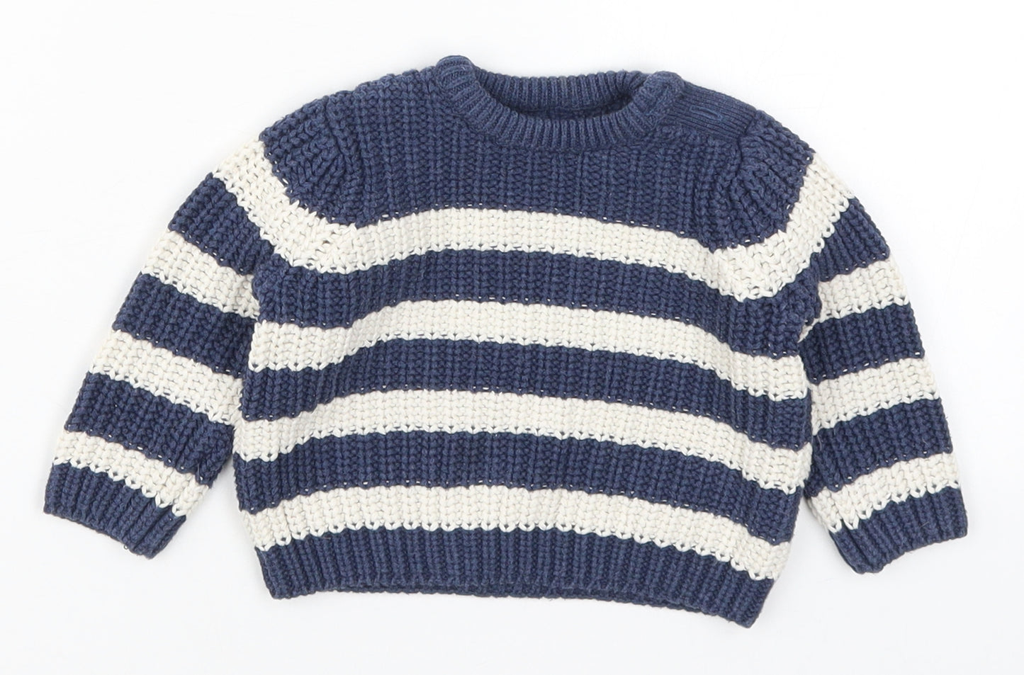 Mothercare Baby Blue Striped Knit Pullover Jumper Size 3-6 Months