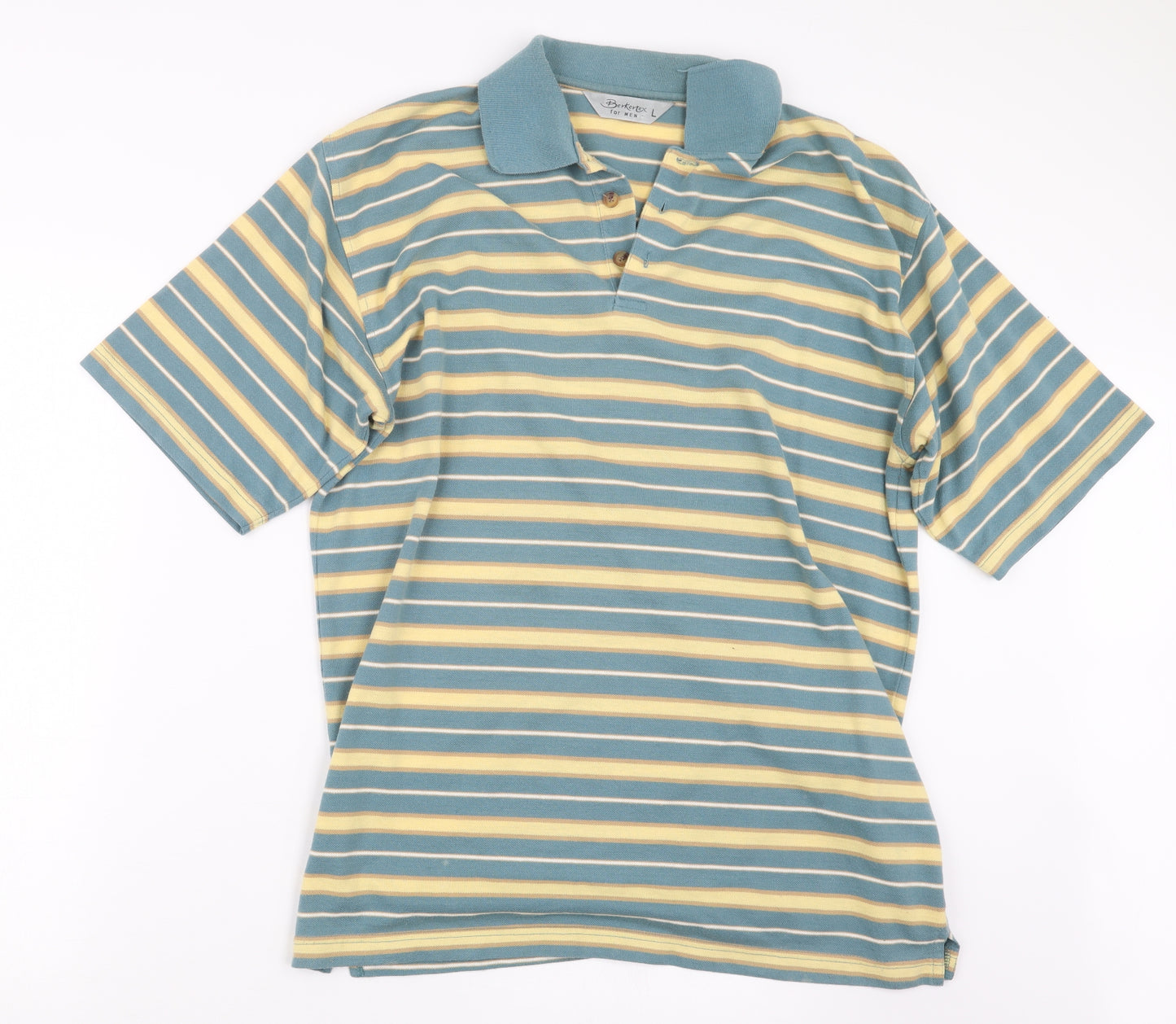 Berkertex Mens Green Striped   Polo Size L