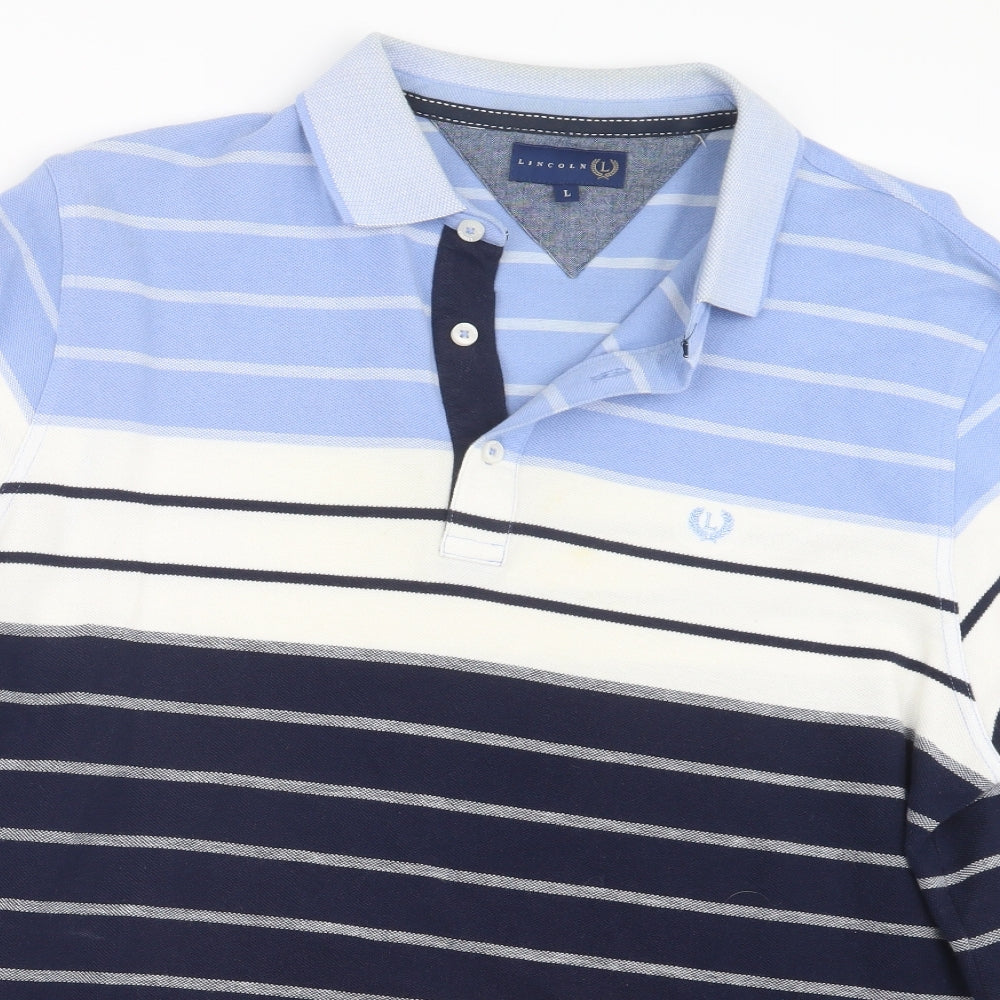Lincoln Mens Blue    Polo Size L