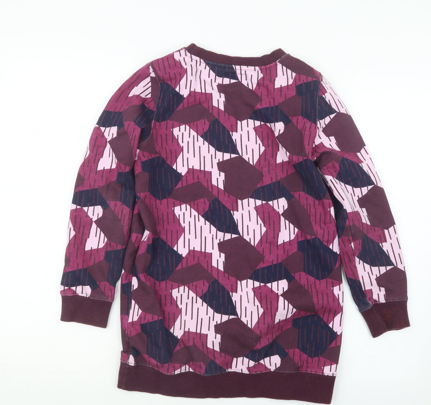 Roots Girls Pink Geometric  Pullover Jumper Size 9-10 Years