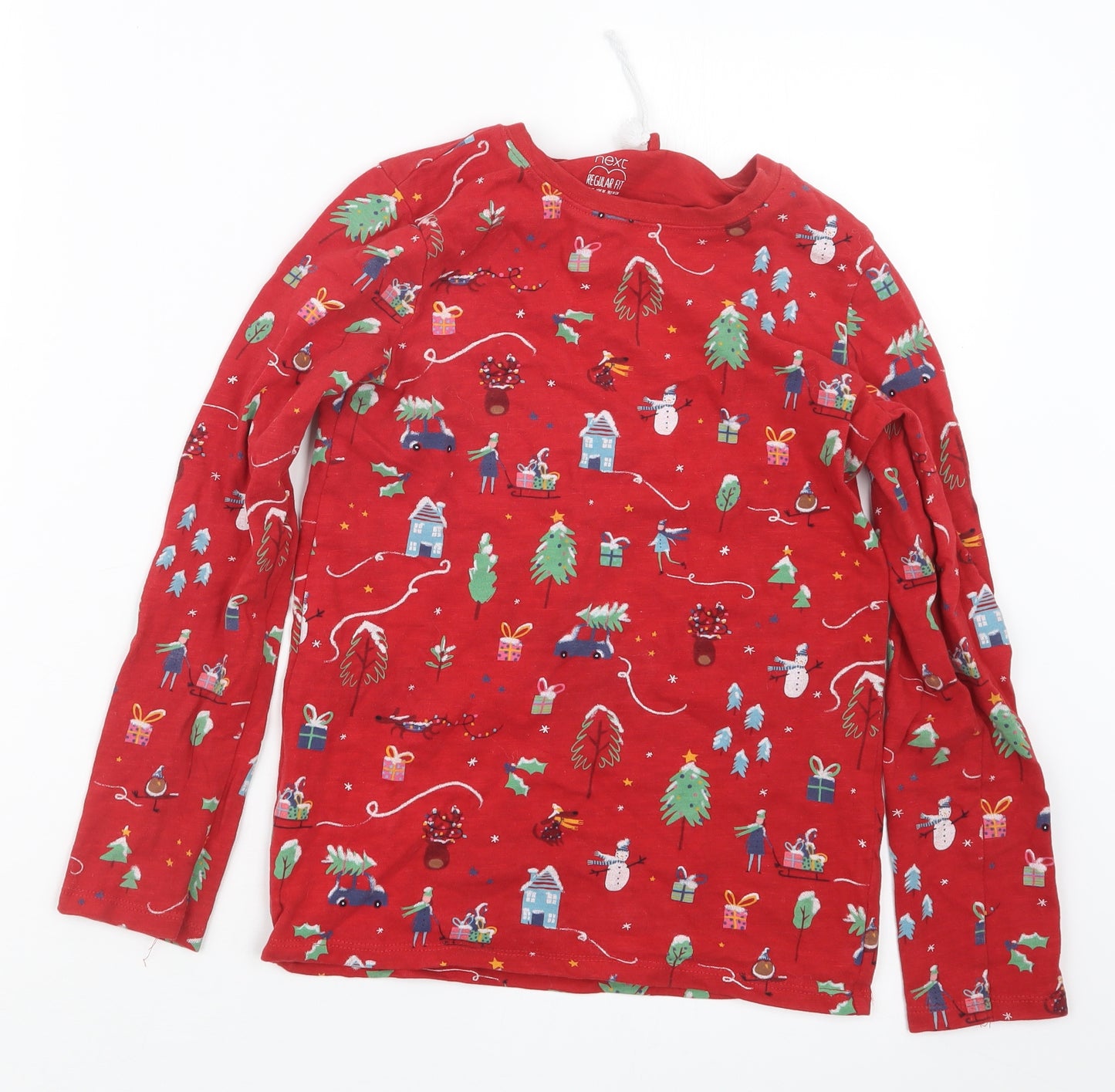 NEXT Girls Red Geometric  Basic T-Shirt Size 10 Years  - Christmas