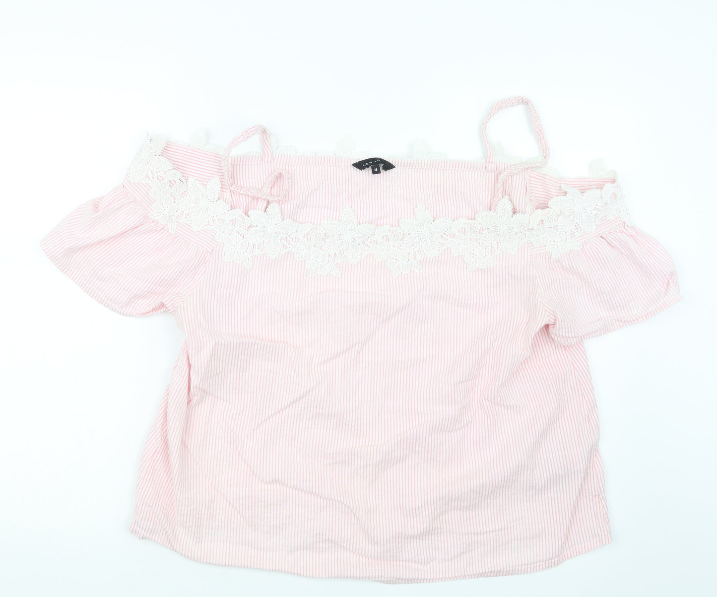 New Look Womens Pink Striped  Basic Blouse Size 18