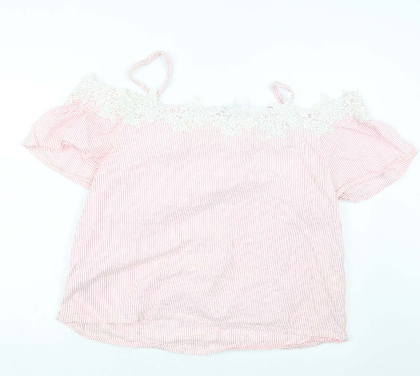 New Look Womens Pink Striped  Basic Blouse Size 18