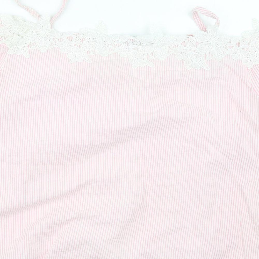 New Look Womens Pink Striped  Basic Blouse Size 18