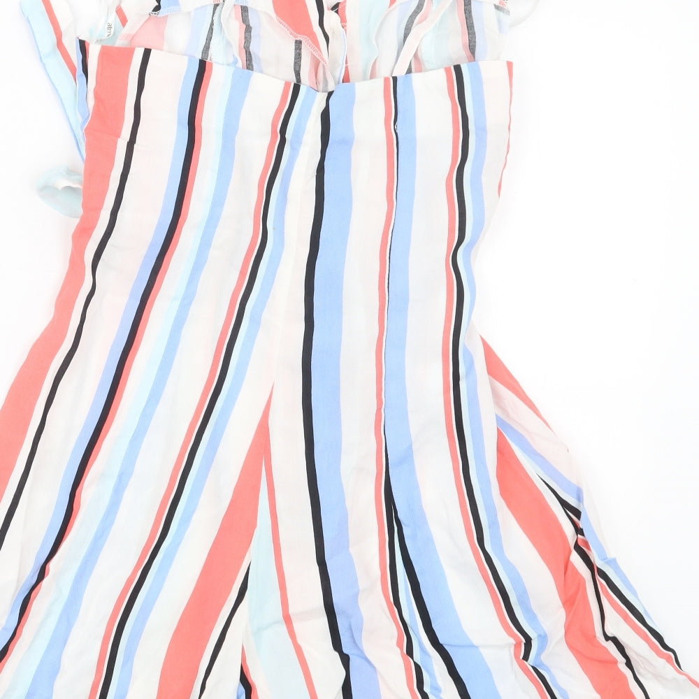 Primark Womens Black Striped  Playsuit One-Piece Size 6