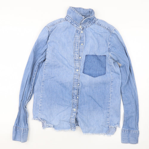 H&M Womens Blue  Denim Basic Button-Up Size 6