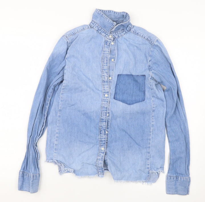 H&M Womens Blue  Denim Basic Button-Up Size 6