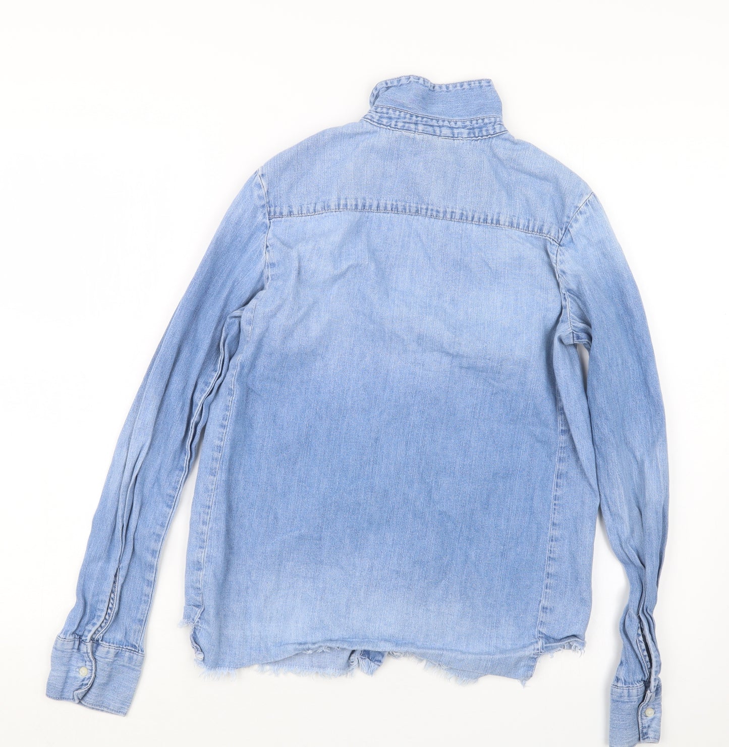 H&M Womens Blue  Denim Basic Button-Up Size 6