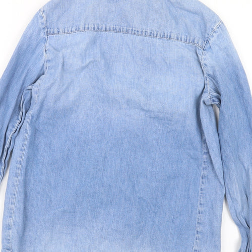 H&M Womens Blue  Denim Basic Button-Up Size 6