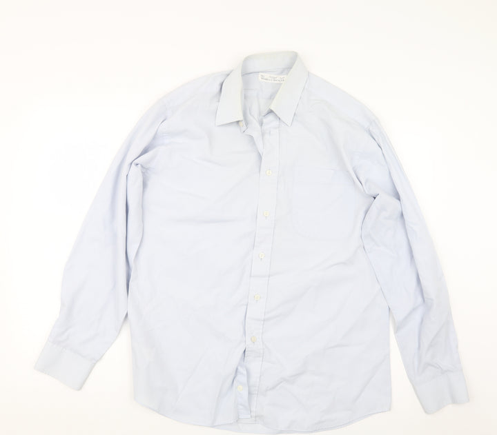 Marks and Spencer Mens Blue    Button-Up Size 15.5