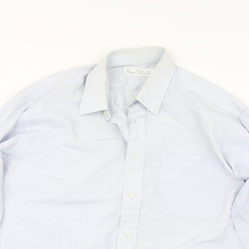 Marks and Spencer Mens Blue    Button-Up Size 15.5