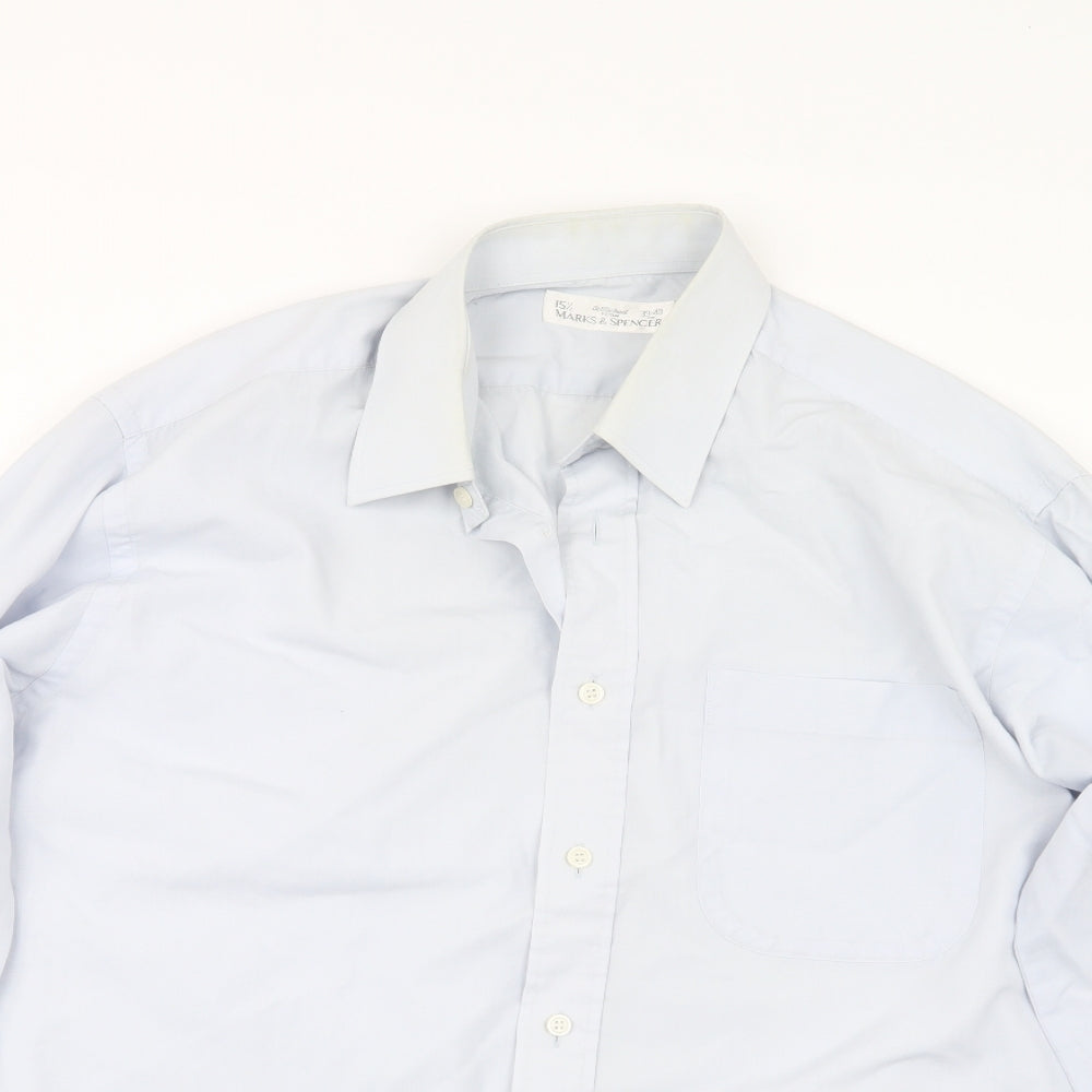 Marks and Spencer Mens Blue    Button-Up Size 15.5