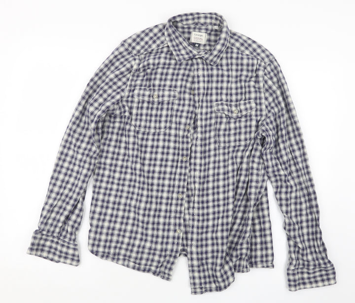 George Mens Blue Check Button-Up Size M