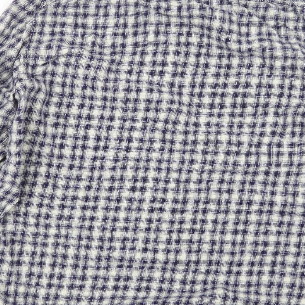 George Mens Blue Check   Button-Up Size M