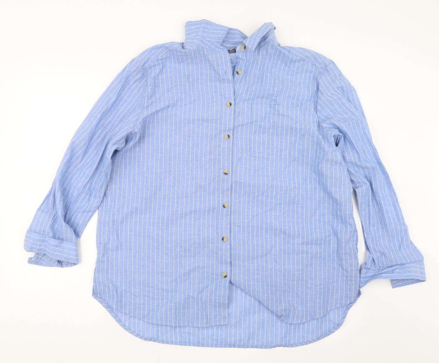 Primark Womens Blue Striped  Basic Button-Up Size 20