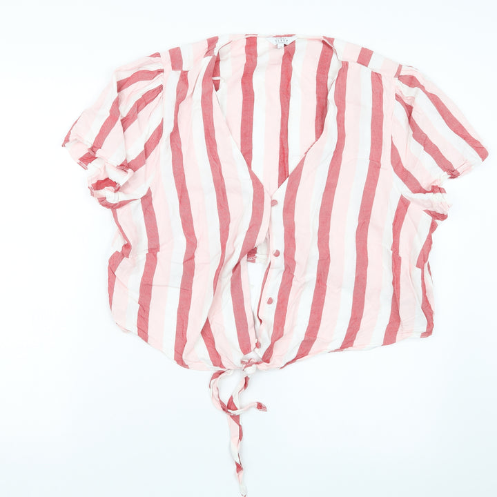 Debenhams Womens Pink Striped Basic Button-Up Size 18