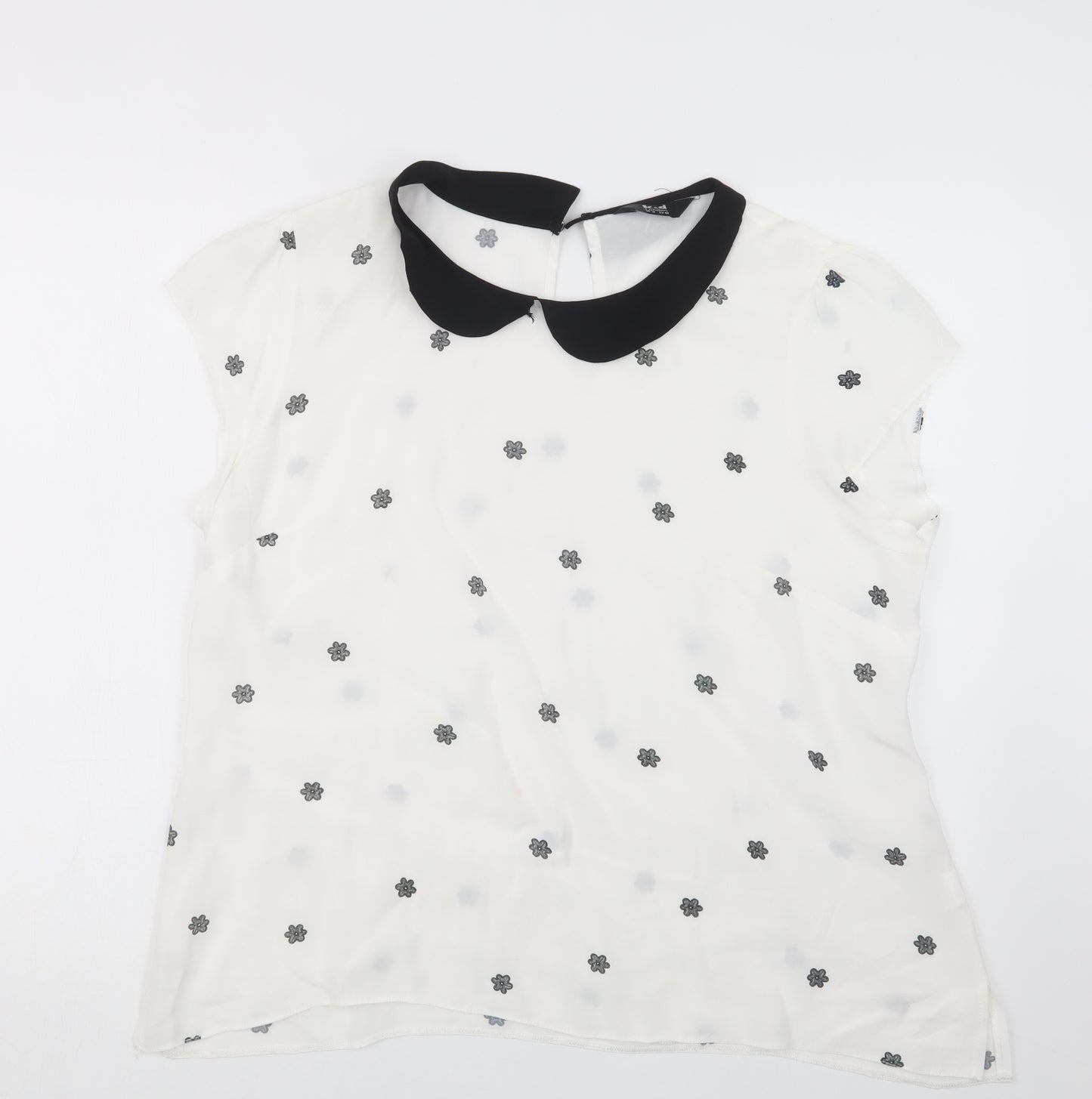 K&D London Womens White Geometric  Basic Blouse Size 18