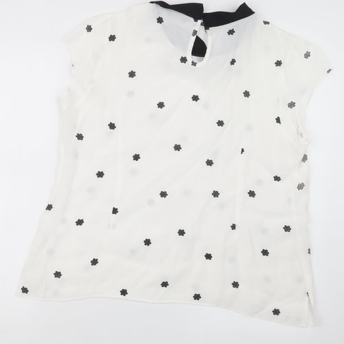 K&D London Womens White Geometric  Basic Blouse Size 18
