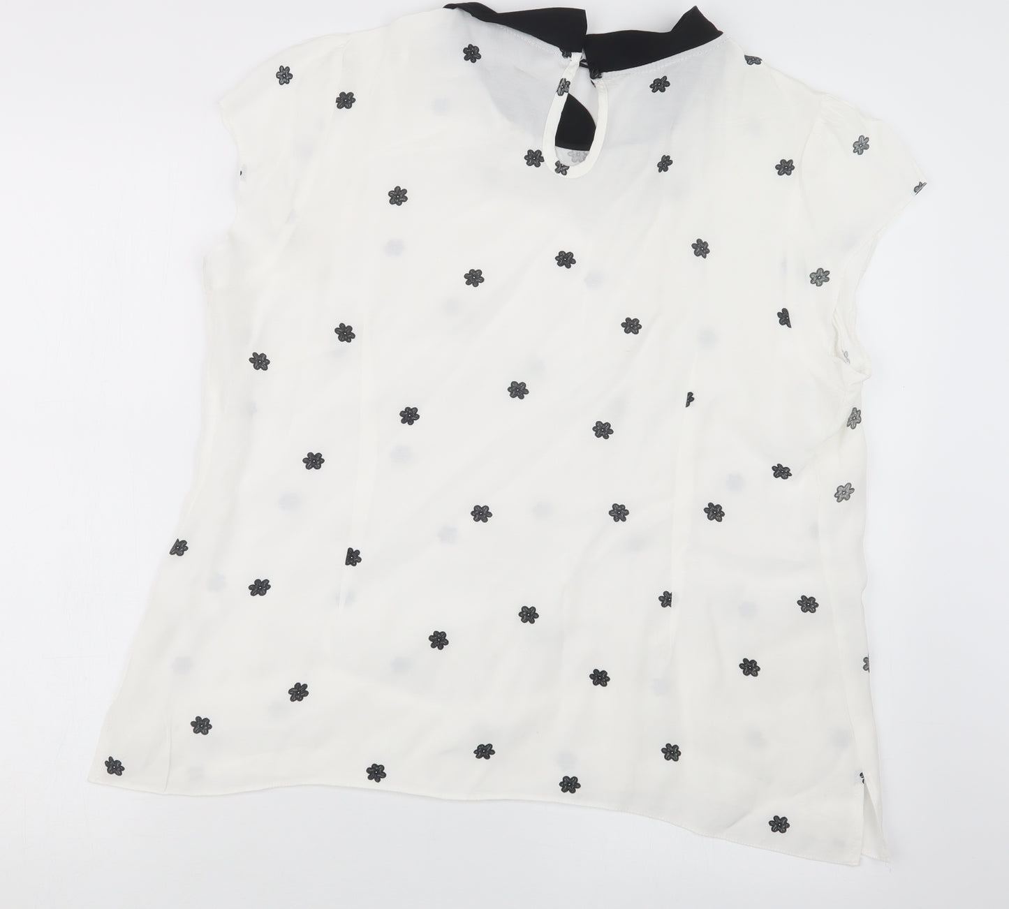 K&D London Womens White Geometric  Basic Blouse Size 18