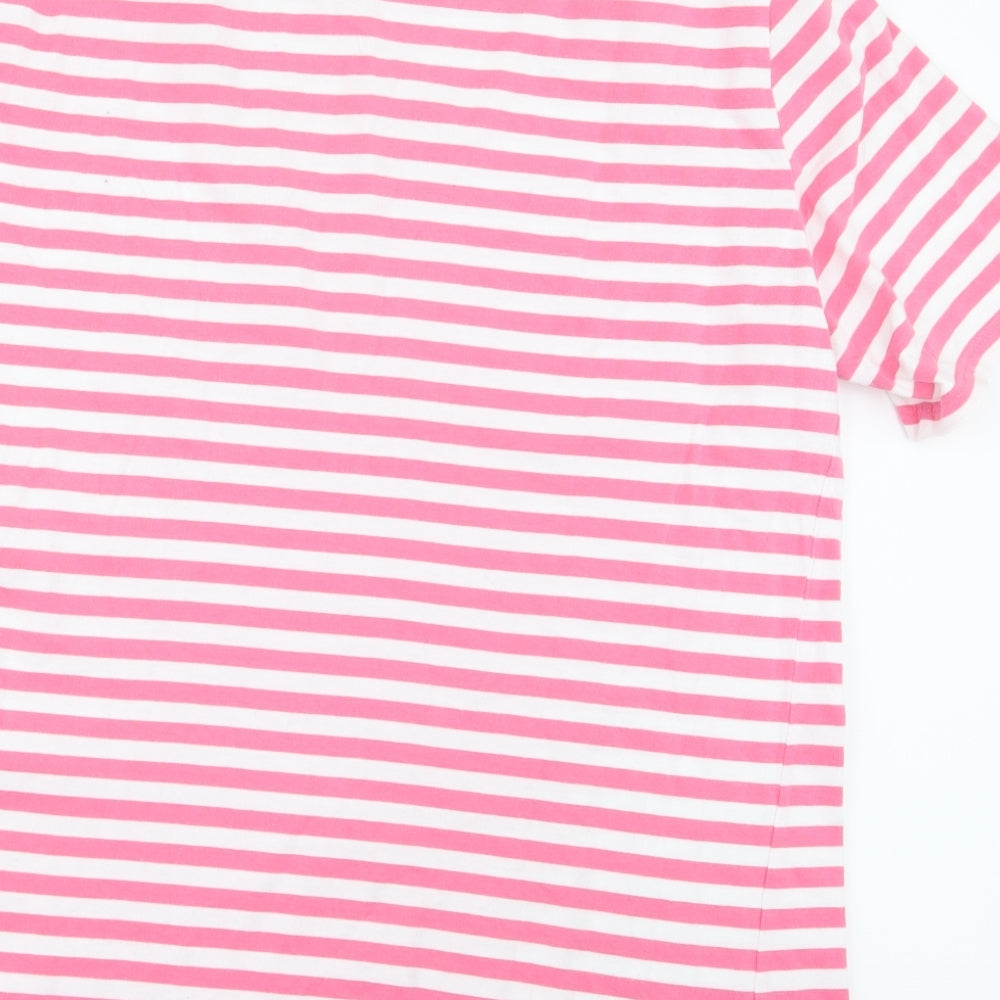 Marks and Spencer Womens Pink Striped  Basic T-Shirt Size 10