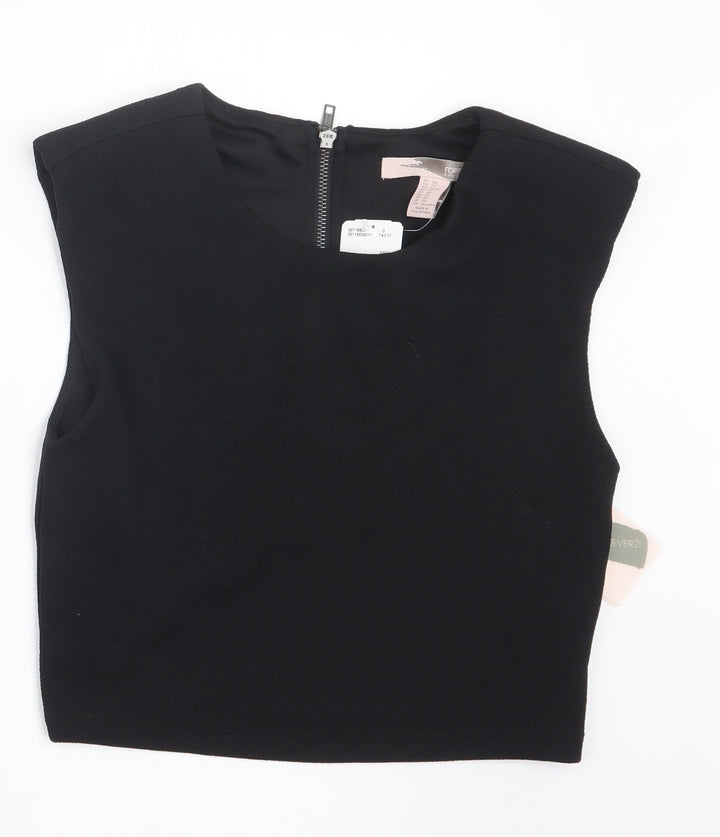 FOREVER 21 Womens Black Cropped T-Shirt Size XS