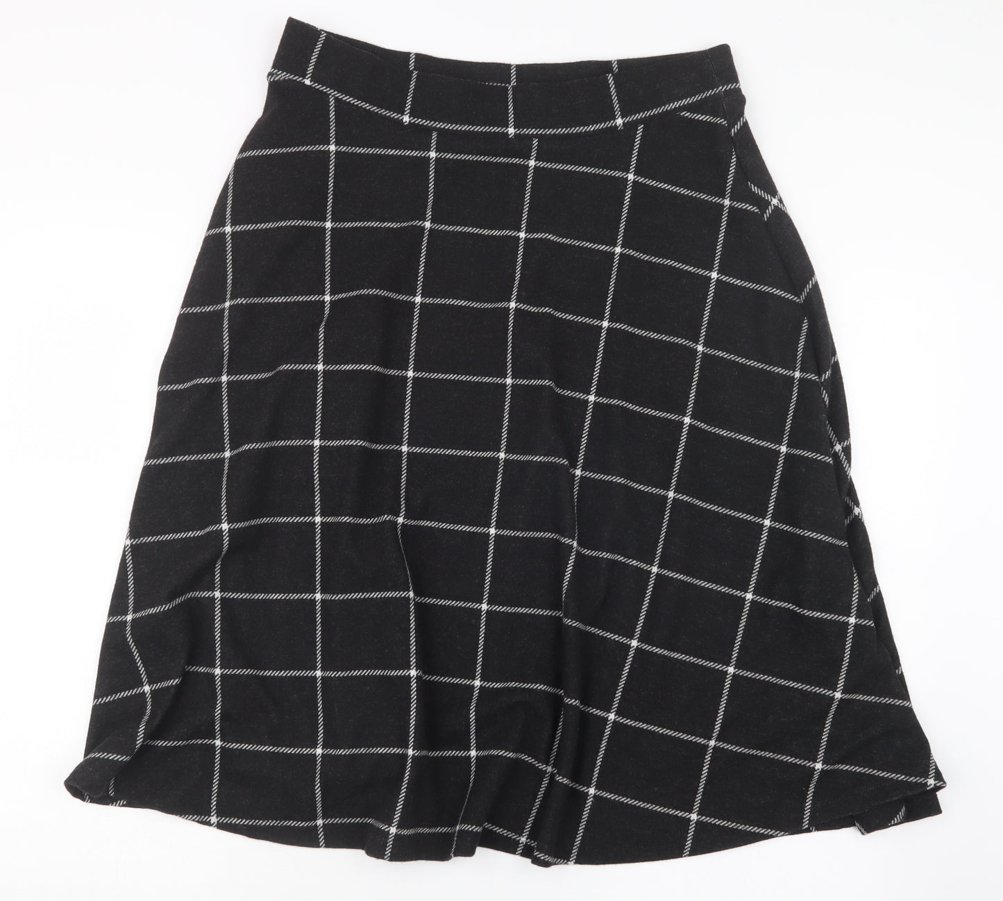 Marks and Spencer Womens Black Check  A-Line Skirt Size 14