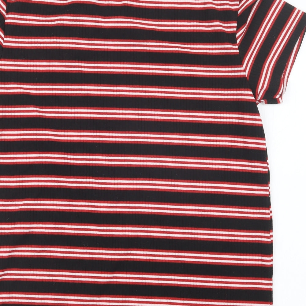 Primark Womens Black Striped  Basic T-Shirt Size 10  - Minnie Mouse