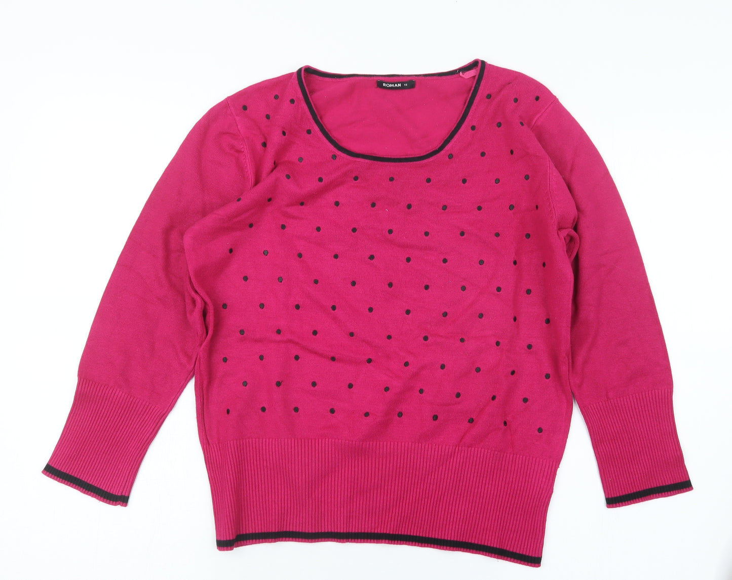 Roman Womens Pink  Knit Pullover Jumper Size 12