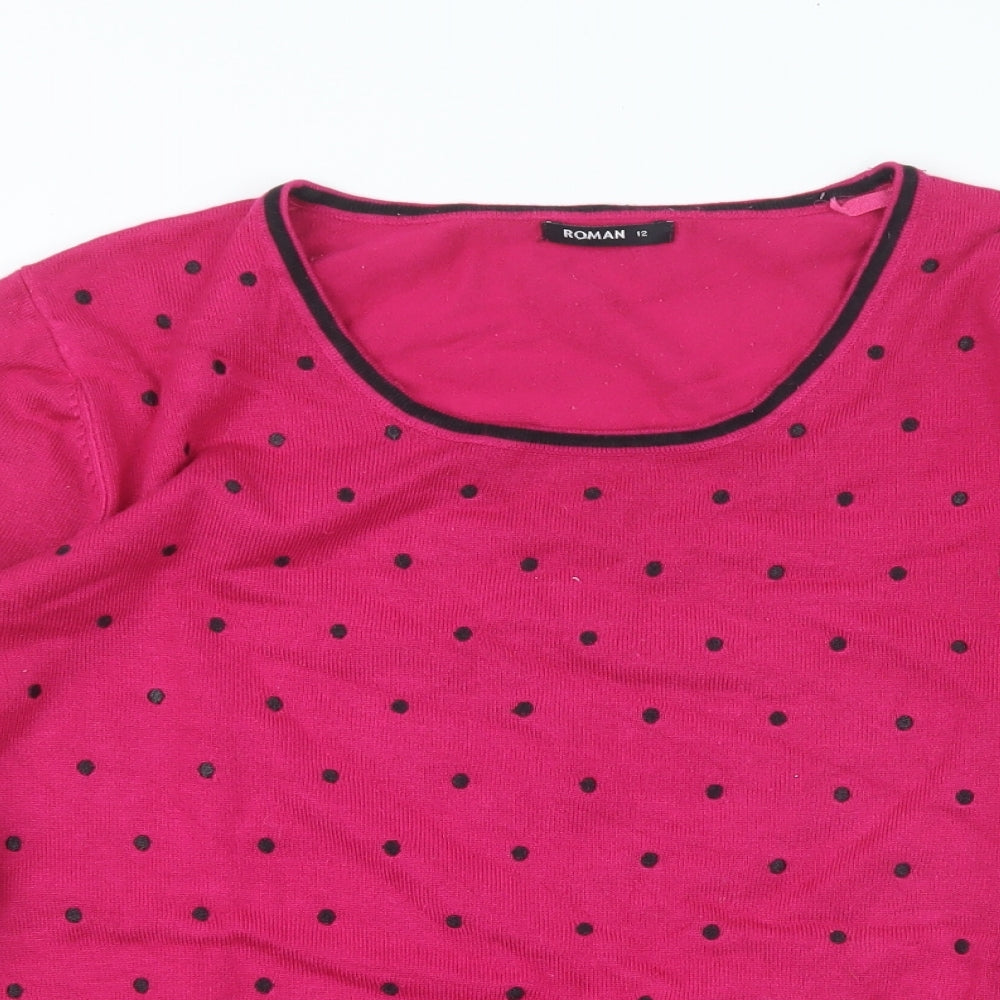 Roman Womens Pink  Knit Pullover Jumper Size 12