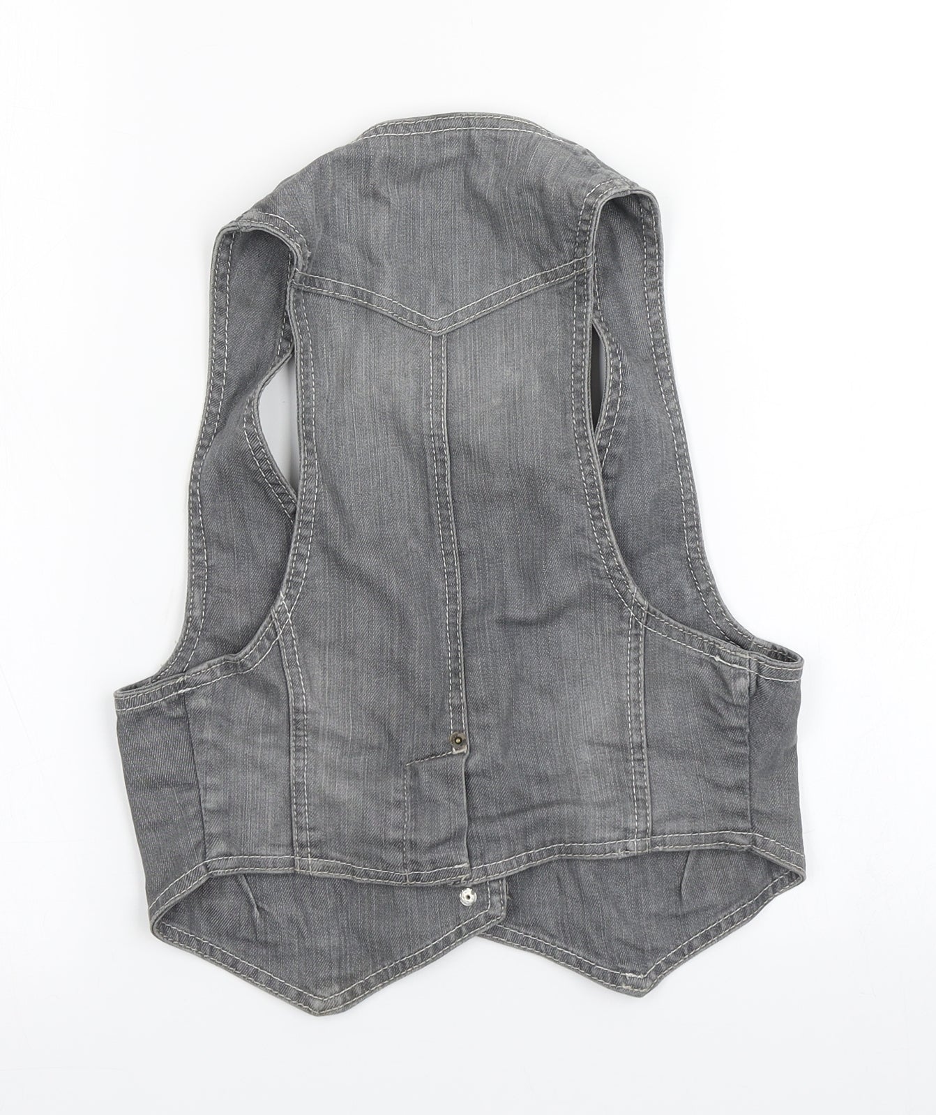 Miss Selfridge Womens Grey  Denim Jacket Waistcoat Size 10