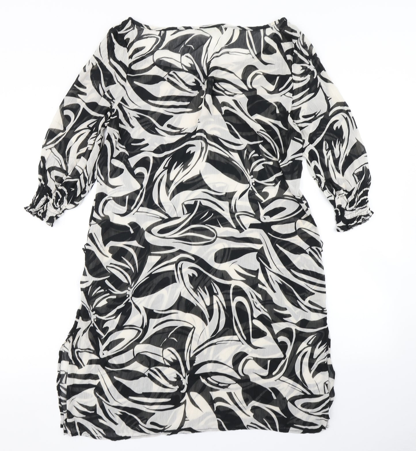 Marks & Spencer Womens Black Floral  A-Line  Size 10