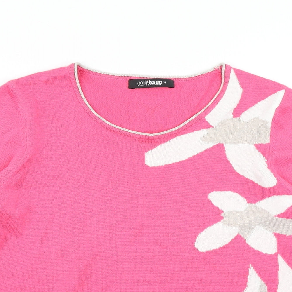 gollehaug Womens Pink Floral Knit Pullover Jumper Size 10