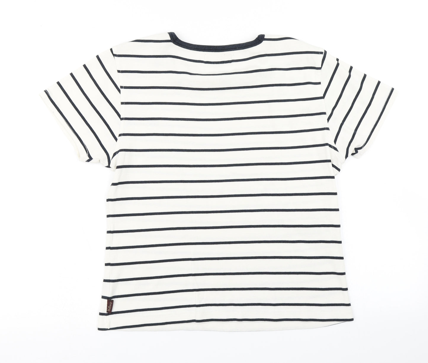 Mulberry Womens White Striped  Basic T-Shirt Size M