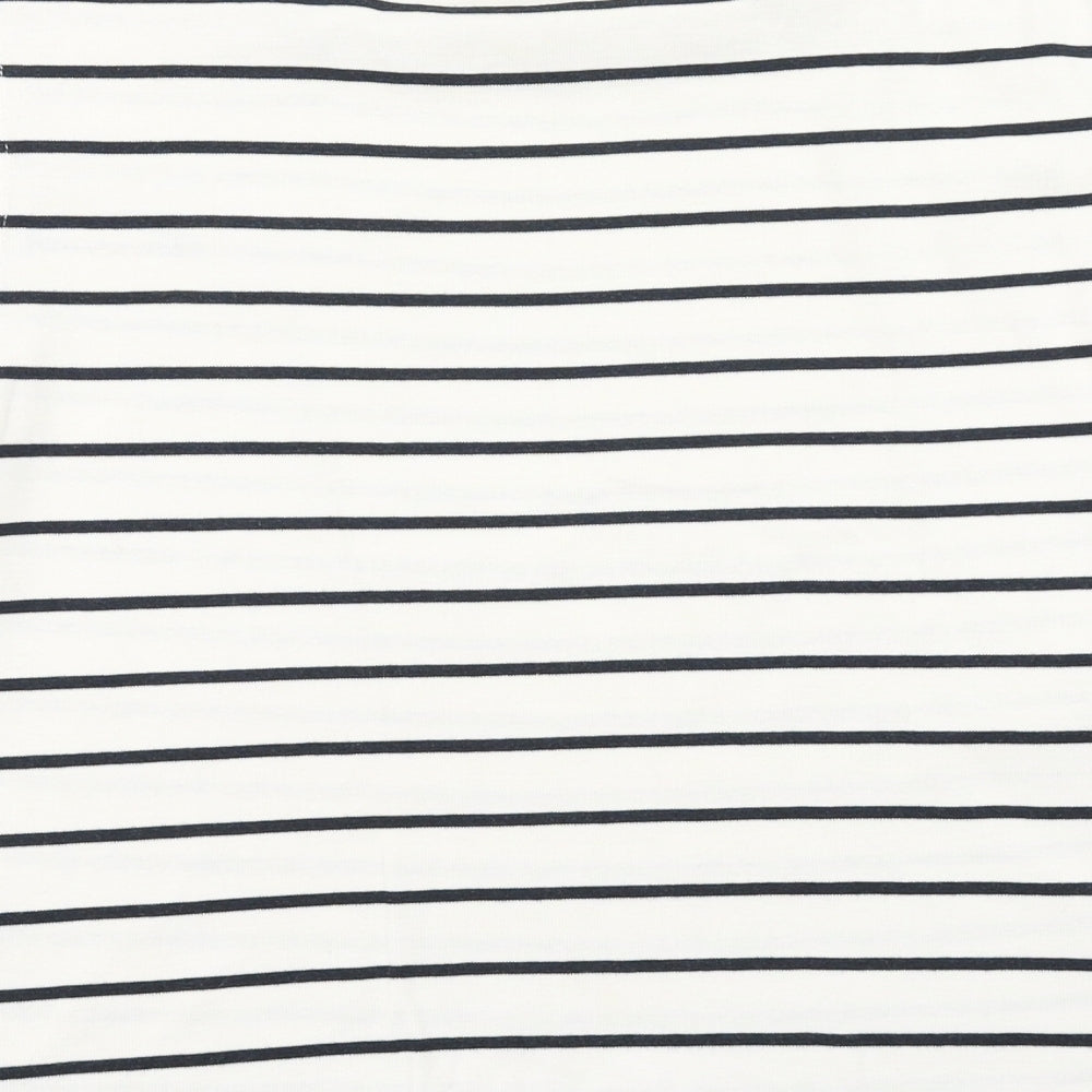 Mulberry Womens White Striped  Basic T-Shirt Size M